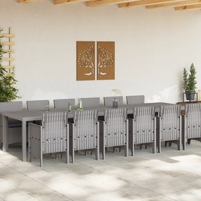 13 Darabos Kert Étkező Szett Párnákkal Világosszürke Polirattan