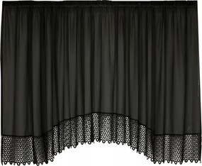 Függöny kész fátyol Fekete gipiurával fekete Cseppek Gipiura függöny 300x160
