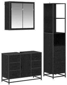 Fürdőszoba bútor szett 3 pcs Musta tammi 80 x 33 x 60 cm