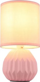 Globo 21730P Asztali lámpa, kerámia rózsaszín, textil rózsaszín, kábel PVC fehér, billenőkapcsoló a kábelen, ø: 120 mm, M: 230 mm, kábel hossza: 1300 mm, 1xE14 40W 230V izzó nélkül