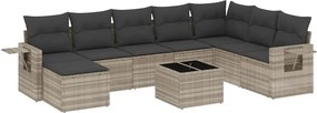vidaXL 9 részes világosszürke polyrattan kerti ülőgarnitúra párnával
