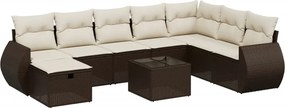 vidaXL 9 részes barna polyrattan kerti ülőgarnitúra párnákkal