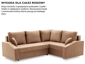 Grande Plus sarokkanapé, jobboldali, szövet anyag, barna