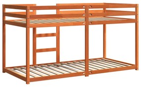 viaszbarna tömör fenyőfa emeletes ágy 75 x 190 cm