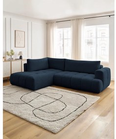 Sötétkék kinyitható-tárolóhelyes sarokkanapé (bal oldali-L alakú) Fuji – Bobochic Paris