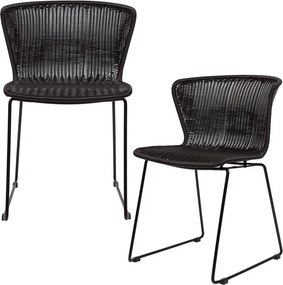 Fekete műrattan kerti szék szett 2 db-os Wings – WOOOD