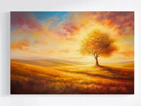 Poszter Arany Fa Naplemente Tájkép Ősz 120x80