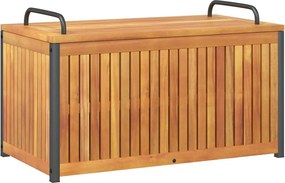 vidaXL tömör akácfa és acél kültéri párnatartó láda 85 x 45 x 45/53 cm