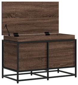barna tölgy színű szerelt fa tárolóláda fedéllel 80x40x51,5 cm
