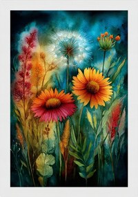 Poszter Keret Fa Természet Tavasz Nyár Kert Park Virágágyás Virágok 40x60