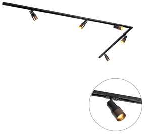 Modern sínrendszer 5 spotlámpával, fekete, sötét bronz, 1 fázisú - Iconic Kohua