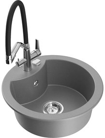 Mexen Diego egymedencés gránit mosogató Duo konyhai csapteleppel, szürke - 6512-71-671701-07