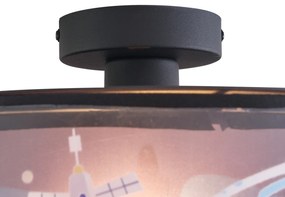 Gyerekszoba mennyezeti lámpa fekete űrhajóval és csillagokkal - Harrie az űrben