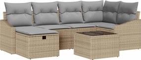 vidaXL Kanapé Szett párnával 7 pcs polirattan