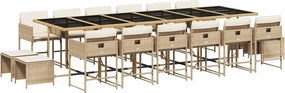 vidaXL 17 részes bézs polyrattan kerti étkezőgarnitúra párnákkal