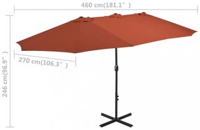 terrakotta kültéri napernyő alumíniumrúddal 460 x 270 cm