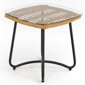 Indira dohányzóasztal, rattan / fekete