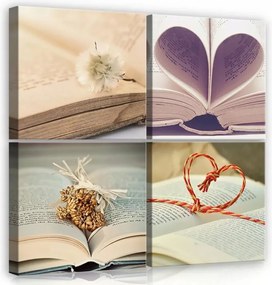 Vászonkép 50x50 Könyvek olvasás tudás memória történelem szerelem szív