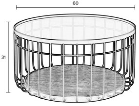 Lance fekete tárolóasztal üveg asztallappal, ø 60 cm - White Label