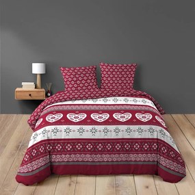 Piros kétszemélyes hosszabbított pamut ágyneműhuzat 240x220 cm Alpage – douceur d'intérieur