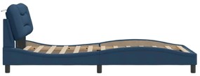 kék szövet ágykeret LED-ekkel matrac nélkül Hvar 100x200 cm