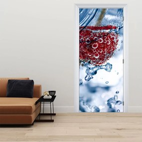 Fotótapéta ajtóra - Málna részlete a vízben (95x205cm)