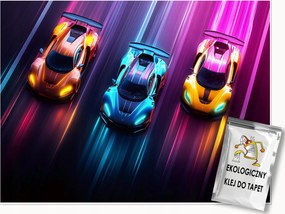 Fotótapéta Gyerekeknek Versenyautók Neon Tapéta Flizelina 350x250