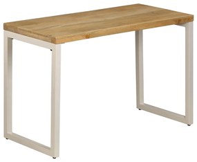 Tömör mangófa és acél étkezőasztal 115 x 55 x 76 cm