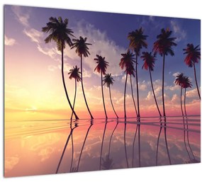A felszín fölé emelkedő pálmafák képe (üvegen) (70x50 cm)