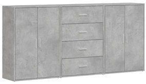 3 db betonszürke szerelt fa tálalószekrény 60 x 31 x 84 cm