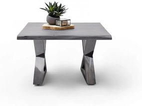 CARTAGENA dohányzó asztal akácfa 75x75cm - X alakú antikolt lábbal - Szürke