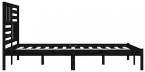 fekete tömör fenyőfa ágykeret 200 x 200 cm