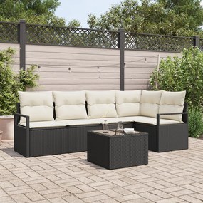 5 Darab Kert Sofa Szett Párnákkal Barna Poli Rattan, 2-Fős Kert Sofa Párnákkal Fekete Poli Rattan