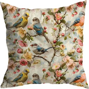 Tavaszi Díszpárnahuzat 40X40 CM Boglárka Tavasz Madarak Színek Minta 397