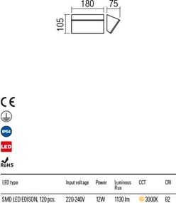 REDO 90017 TOKYO Modern Kültéri Fali Lámpa LED IP54