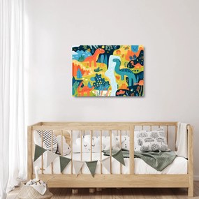 Üveg kép - Vidám dinoszauruszok (70x50 cm)
