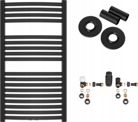 Fekete lĂ©tra radiĂĄtor fĂŒrdĆszobĂĄba, tartozĂ©kokkal