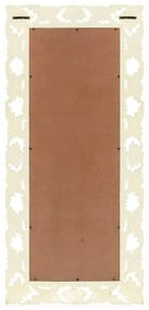 kézzel faragott fehér tömör mangófa tükör 110 x 50 cm