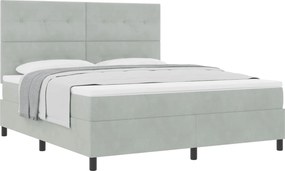 vidaXL Boxrugós ágy matracmal Világosszürke 180 x 200 cm szövet