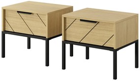 Éjjeliszekrény szett 2db. Versaccio D (scandi tölgy  + fekete). 1071405