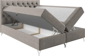 Boxspring ágy, 200x200, szürkésbézs Taupe Velvet szövet, GULIETTE + ajándék