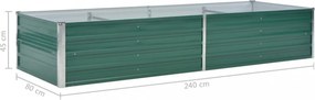 vidaXL zöld horganyzott acél kerti magaságyás 240 x 80 x 45 cm