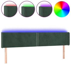 sötétzöld bársony LED-es fejtámla 183 x 16 x 78/88 cm