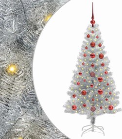vidaXL Karácsonyfa 150 LED-del állvánnyal Ezüst 120 cm PET