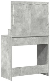 Sminkasztal LED Fényekkel Beton Szürke 79x41x135 cm