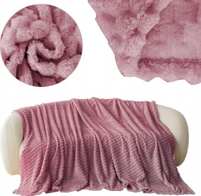 Takaró 200x220 Mikroszálas Dombornyomott Ágytakaró Puha Meleg Rózsaszín