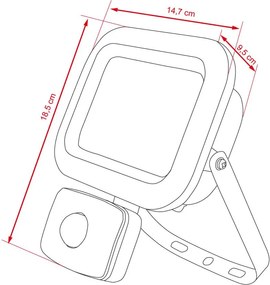 AVENBERG SENZOR energiatakarékos LED reflektor PIR mozgásérzékelővel, 20W