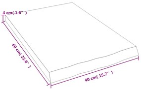 kezeletlen tömör tölgyfa fali polc 40x60x(2-4) cm