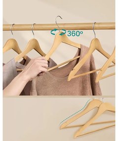 SONGMICS fa vállfa szett, 30 darabos csomag világos bézs színben