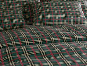 Mikroplüss ágyneműhuzat szett GLENMOORE zöld + Mikroplüss lepedő SOFT 180x200 cm fehér, duplaágyhoz